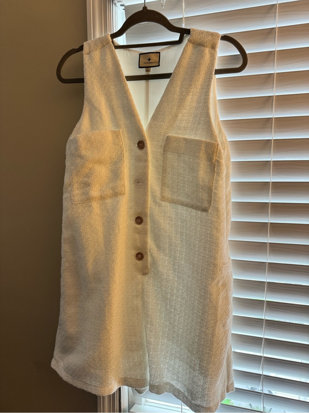 Tuckernuck White Textured Button Front Romper